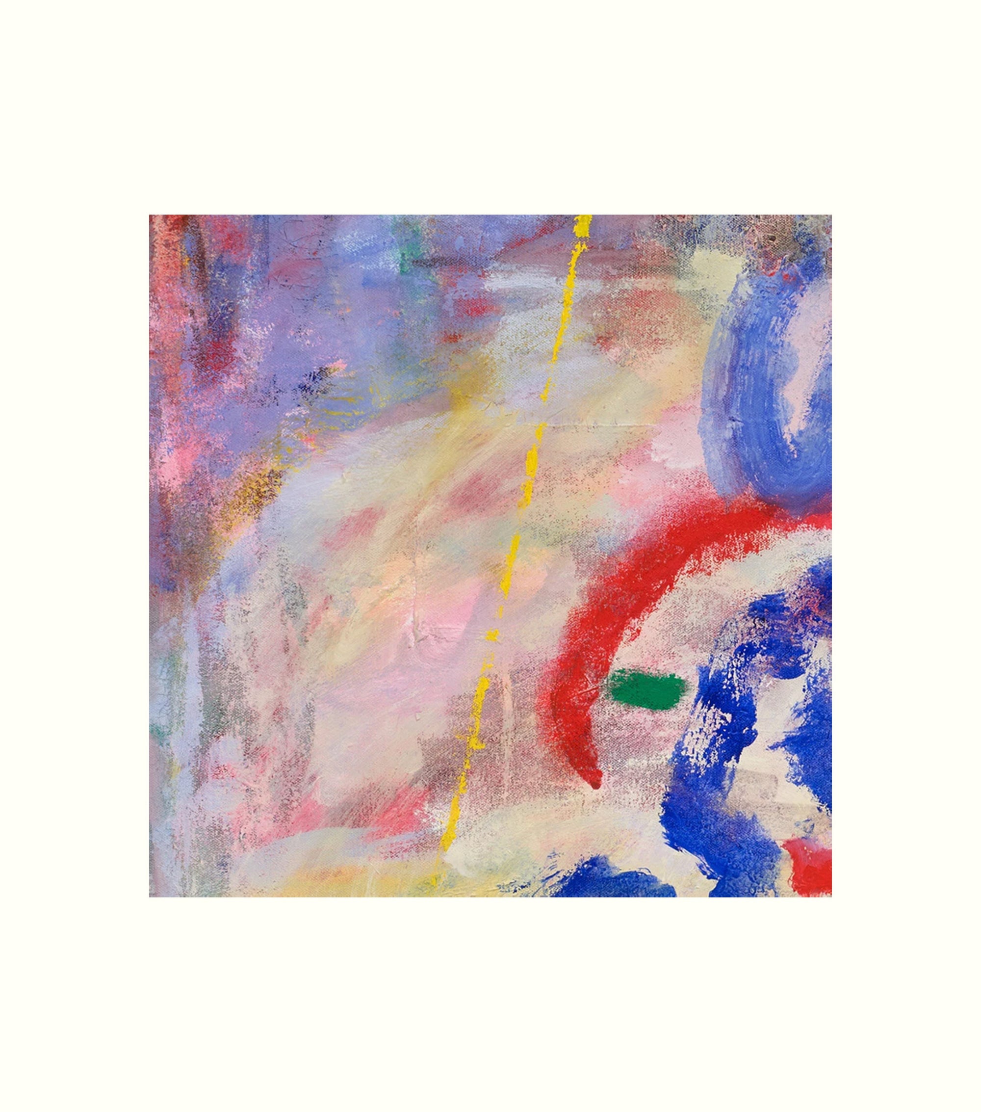 Abstract painting with colorful swirls on a white background