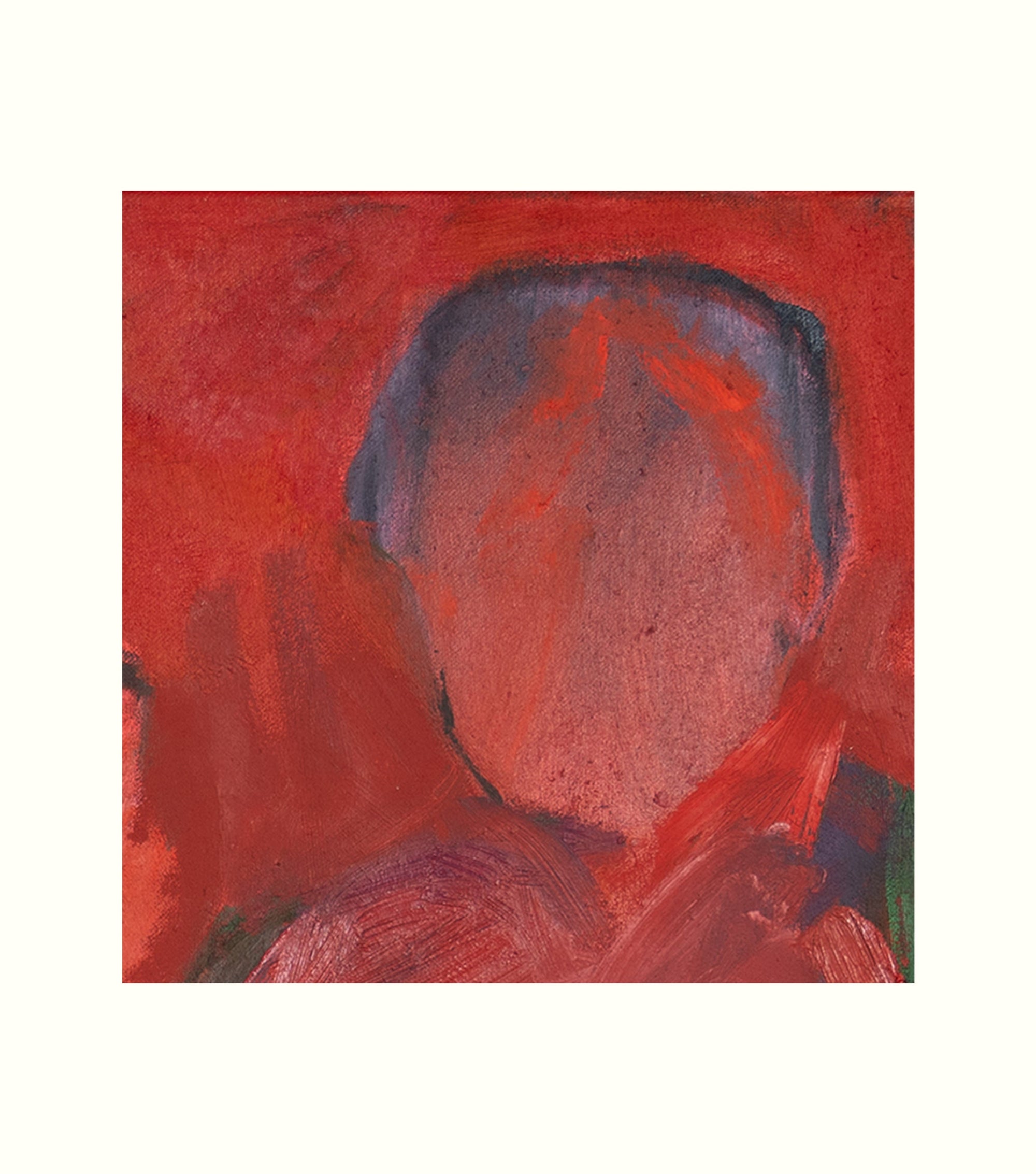 Abstract painting with red and black colors on a white background