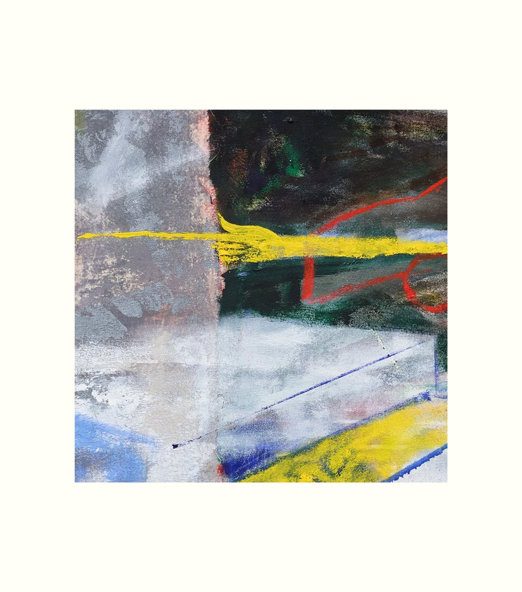 Abstract art with colorful lines on a white background