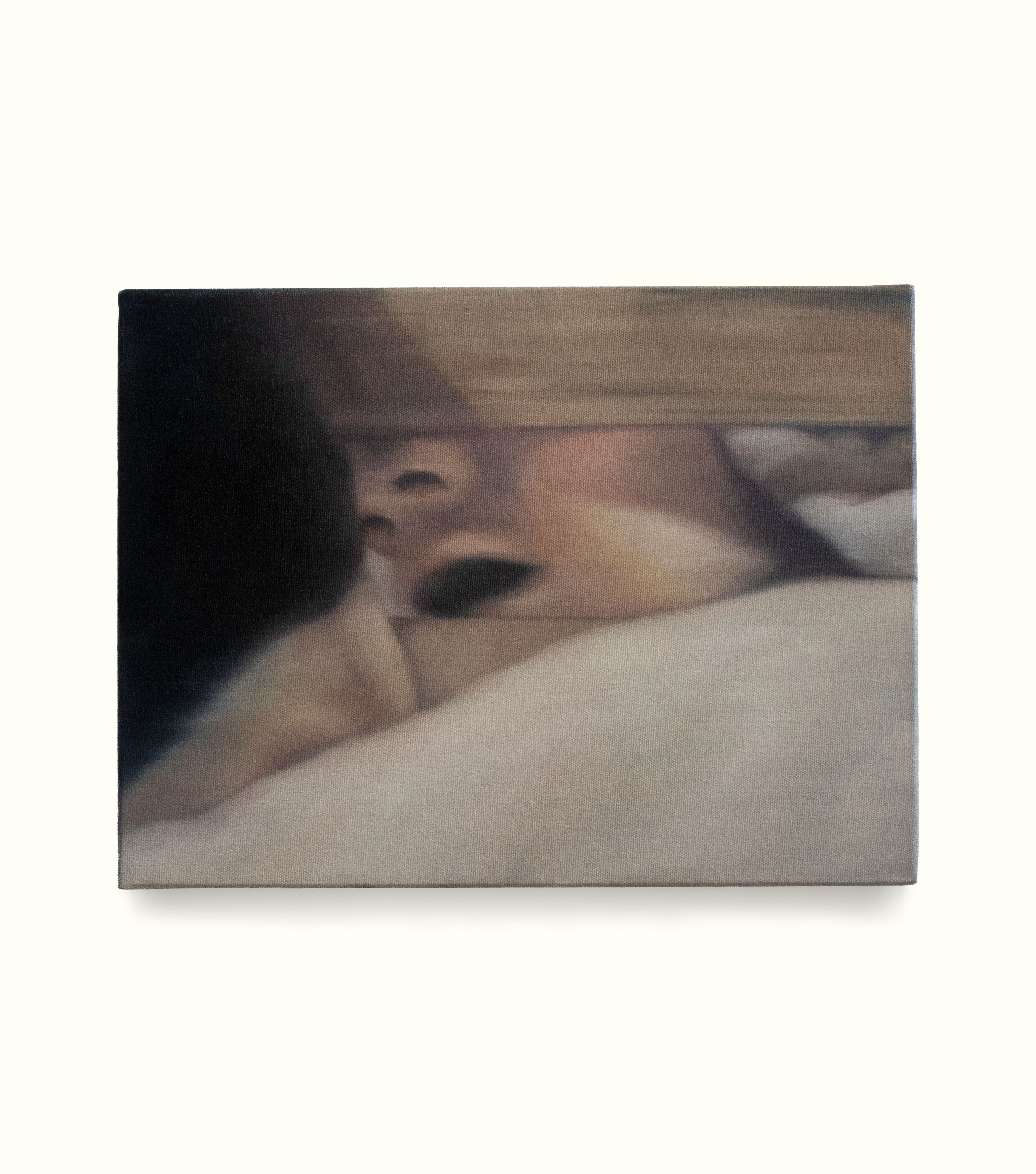 Abstract painting with earthy tones on a white background